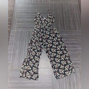 Kaileigh jumpsuit floral black green size large l cropped